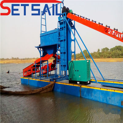 Αλυσίδα Bucket River Sand Mining Dredging Ship με συσκευή μετανάστευσης 4kw X 3-10kw X3