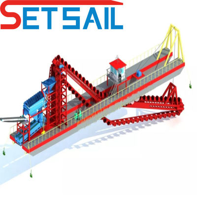 50-500m3 Αλυσίδα Bucket Mining Dredger για εξατομικευμένη εξόρυξη χρυσού και διαμαντιών ποταμού