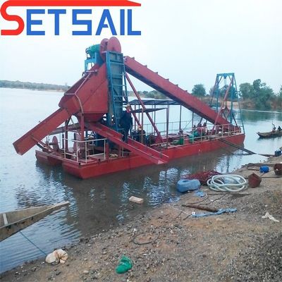 Μηχανή κινητήρα ντίζελ Δυναμική αλυσίδα Bucket River Gold Diamond Dredger για εξόρυξη