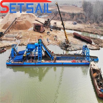 Μηχανή κινητήρα ντίζελ Δυναμική αλυσίδα Bucket River Gold Diamond Dredger για εξόρυξη