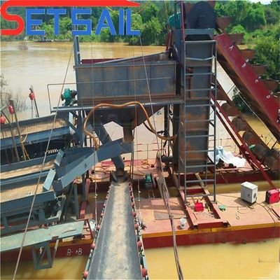 Μηχανή κινητήρα ντίζελ Δυναμική αλυσίδα Bucket River Gold Diamond Dredger για εξόρυξη