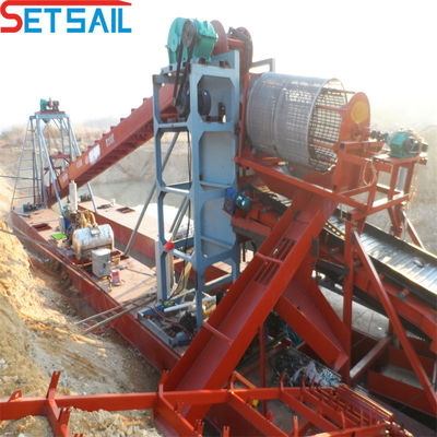 1.4m*1.2m-2.6m*1.2m Μέγεθος τύμπανο οθόνης Bucket Mining Dredger για την εξόρυξη χρυσού ποταμού