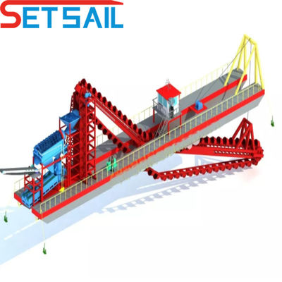 Αλυσίδα κουβάς ποταμού Gold Mining Dredger με Jig και 180000.000kg Πακέτο Ακαθάριστο βάρος