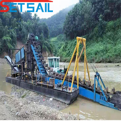 Αλυσίδα κουβάς ποταμού Gold Mining Dredger με Jig και 180000.000kg Πακέτο Ακαθάριστο βάρος