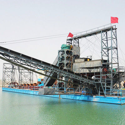 Αλυσίδα Vibrating Chut Chain Bucket River Mining Dredger για χρυσό Βαθμός εκσκαφής 2-30m