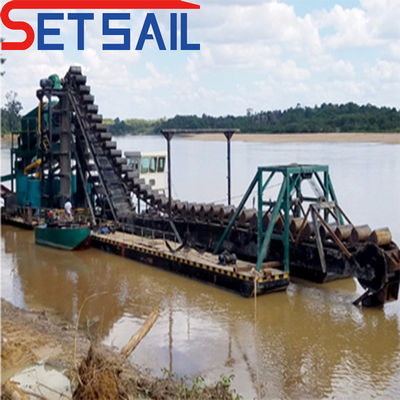 Αλυσίδα Bucket River Χρυσό και διαμάντια εξορυκτικό πλοίο με ανύψωση ισχύος κινητήρα 7.5kw-100kw