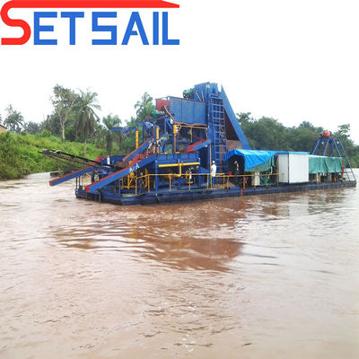 Ναυτικό χάλυβα 100m3/Hr Bucket Chain Gold Dredger για την εξόρυξη διαμαντιών River Lake
