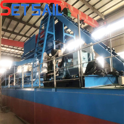 Ναυτικό χάλυβα 100m3/Hr Bucket Chain Gold Dredger για την εξόρυξη διαμαντιών River Lake