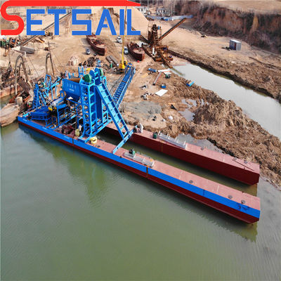 Ναυτικό χάλυβα 100m3/Hr Bucket Chain Gold Dredger για την εξόρυξη διαμαντιών River Lake