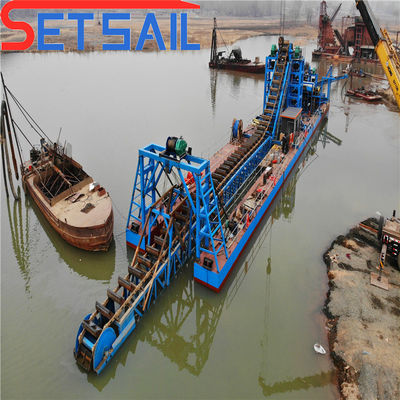 Ναυτικό χάλυβα 100m3/Hr Bucket Chain Gold Dredger για την εξόρυξη διαμαντιών River Lake