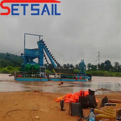 Αλυσίδα Bucket River Mining Dredger για άμμο χρυσό 7.5kw-100kw Ανύψωση ισχύος κινητήρα