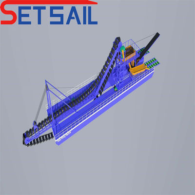 Αλυσίδα Bucket River Mining Dredger για άμμο χρυσό 7.5kw-100kw Ανύψωση ισχύος κινητήρα
