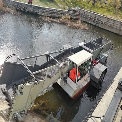 Καθαρισμός υδάτινων υακινθίων Επαγγελματικός υδρόβιος συλλέκτης ζιζανίων με ταχύτητα εργασίας 3,5-5kn / h